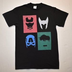Marvel Mens Iron Man, Thor, Captain America, The Hulk Black Shirt New S